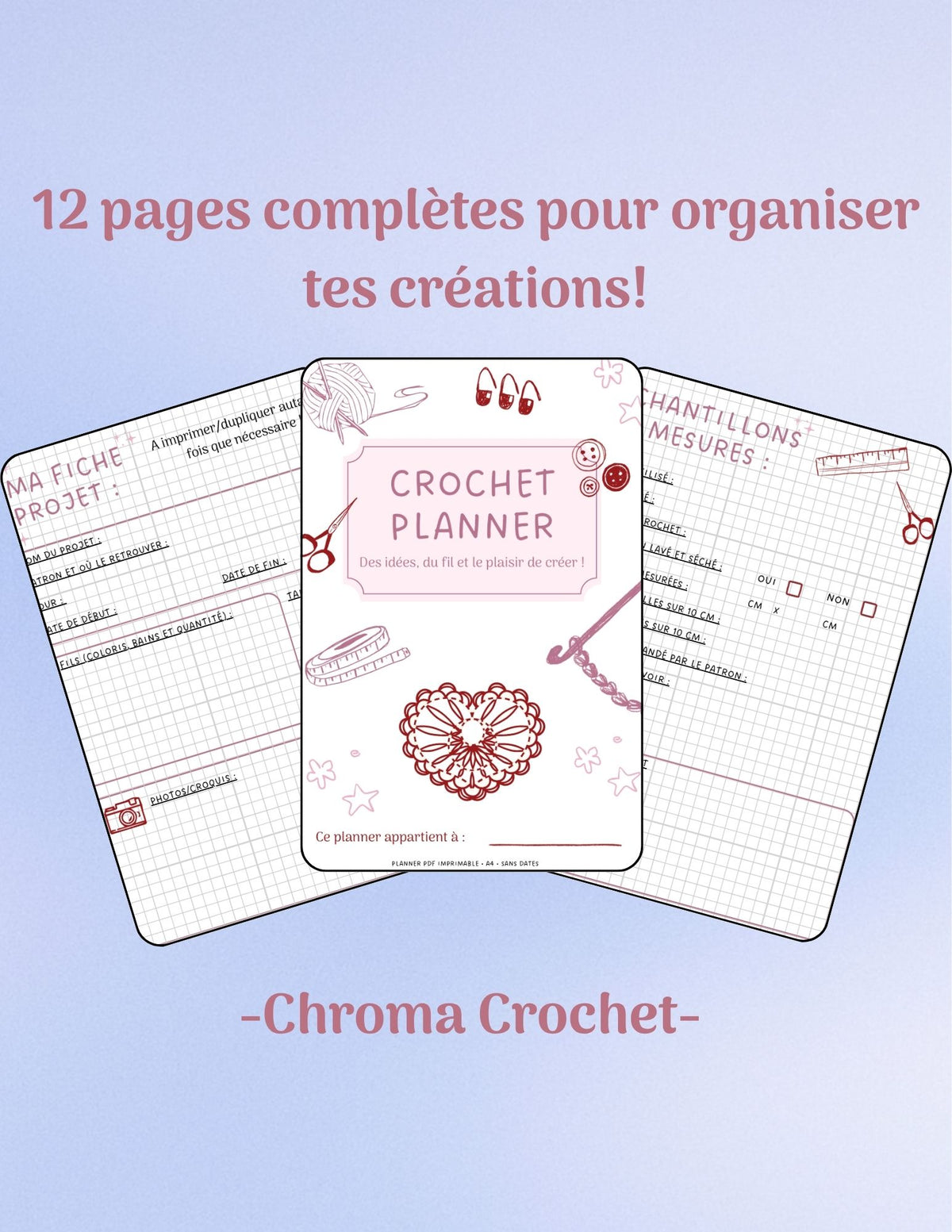 Crochet Planner numérique - Organisateur de projets au crochet